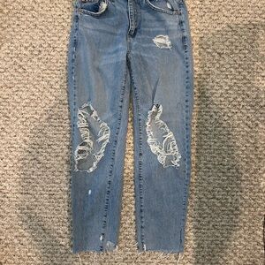 Garage Light Blue Distressed Straight Leg Jeans